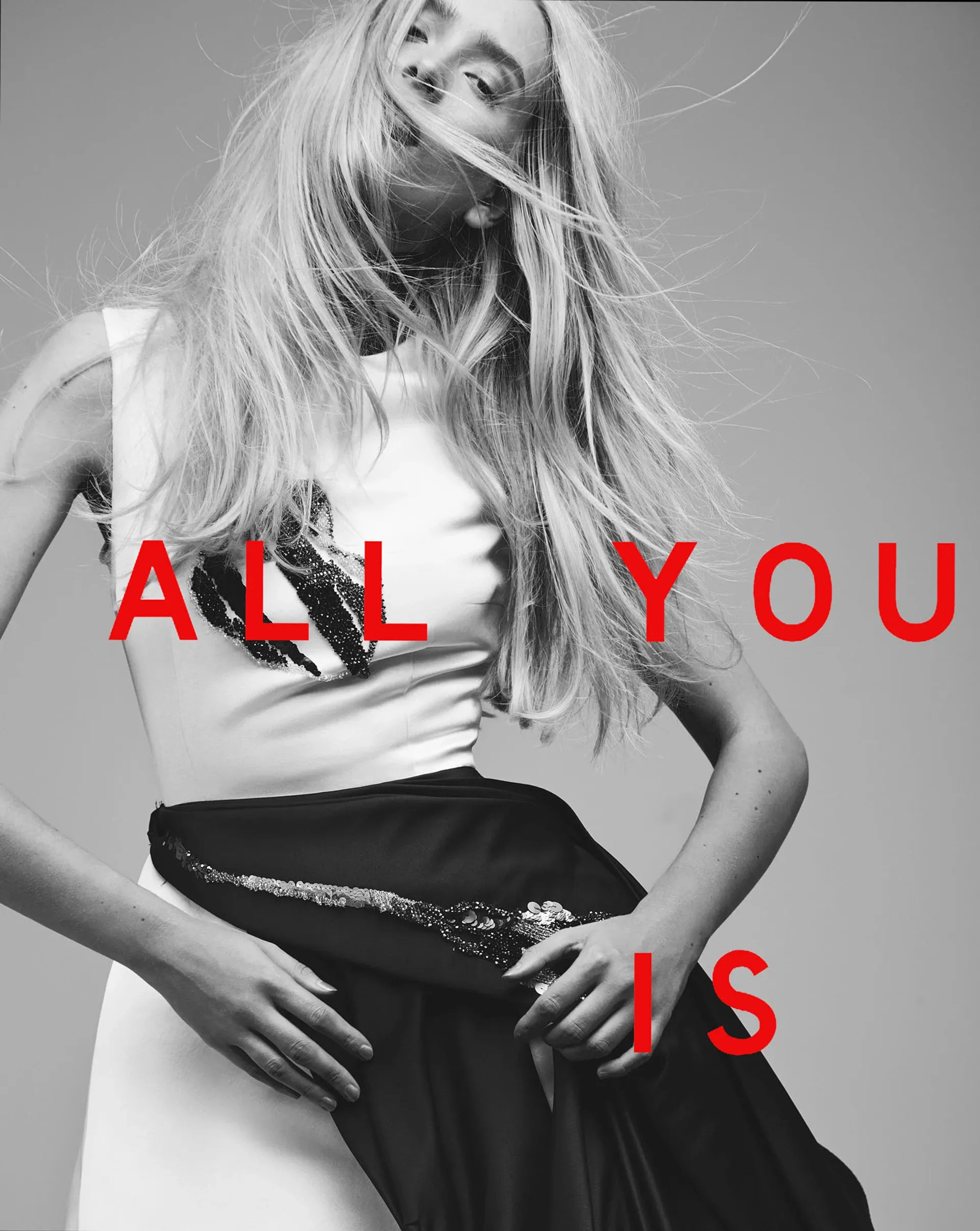 Monochrome editorial fashion artwork titled All You Is