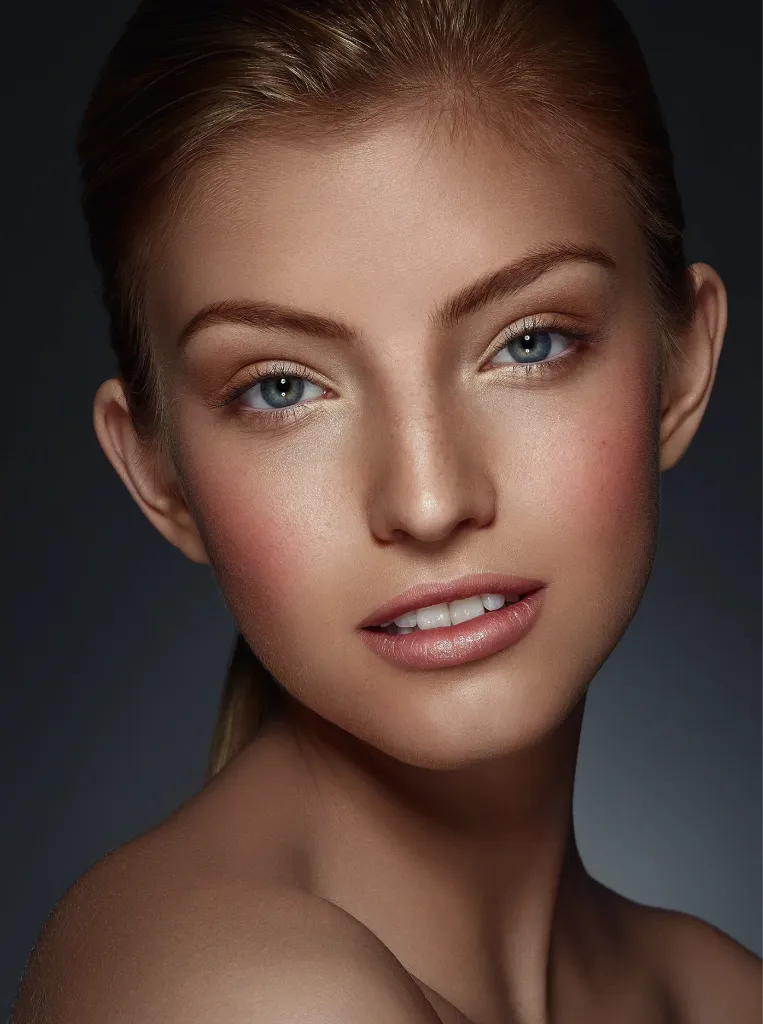 Close-up editorial beauty portrait